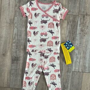NWT Kickee Pants Farm Animal Print Pajama Set